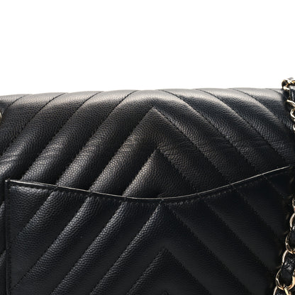 Chanel Caviar Chevron Quilted Medium Double Flap Black 11 of 11