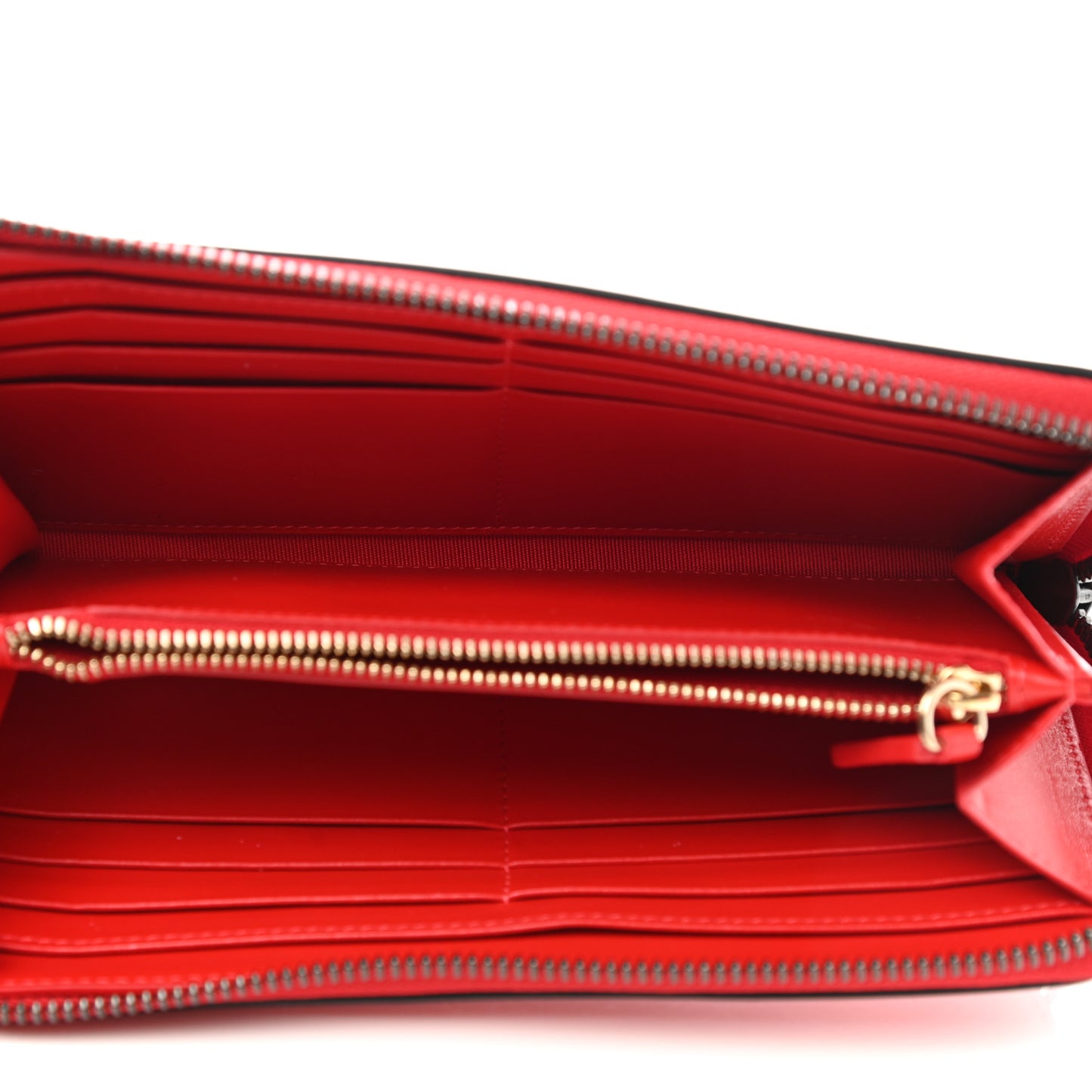 Calfskin Panettone Zip Around Wallet Red Black