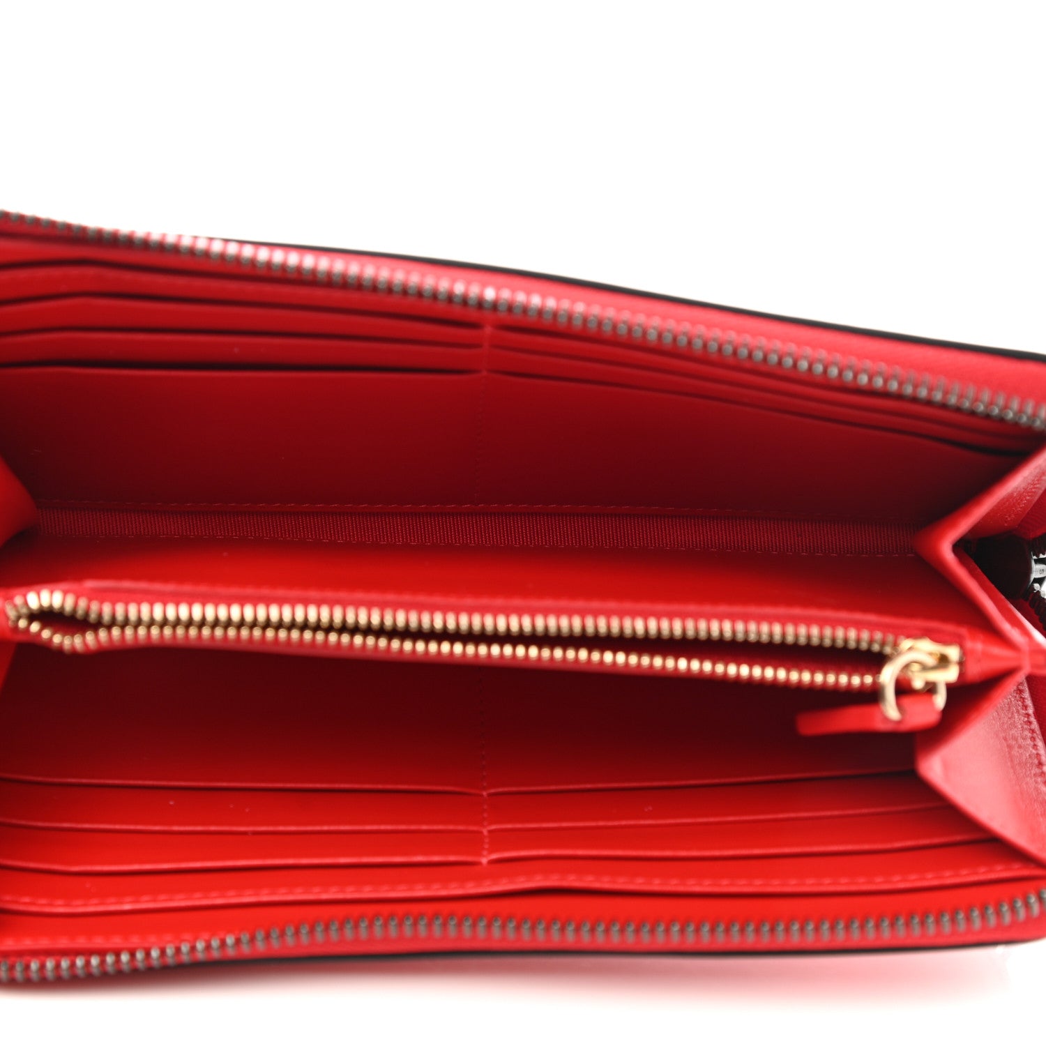 Christian Louboutin Calfskin Panettone Zip Around Wallet Red Black 5 of 7