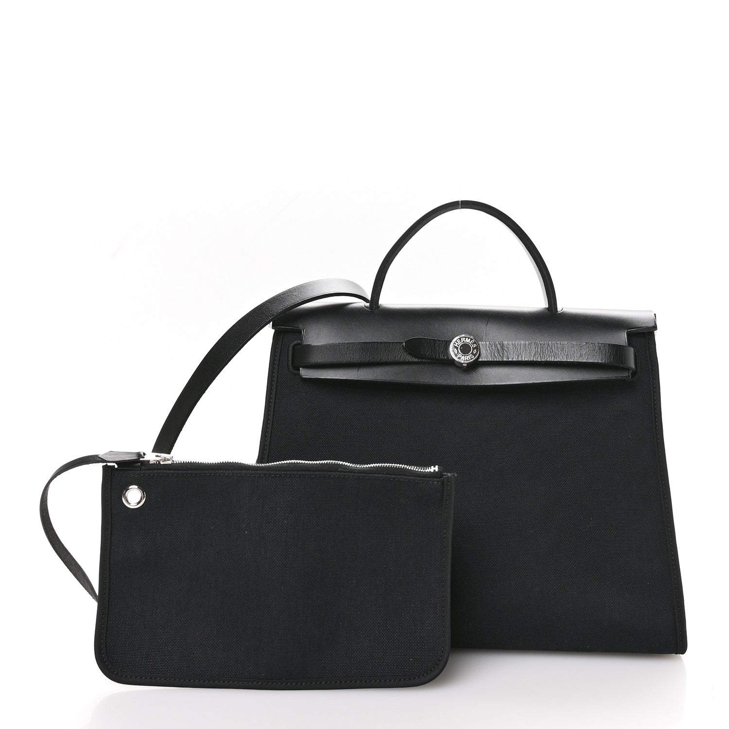 Hermes Military Toile Vache Hunter Herbag Zip PM 31 Black 3 of 12