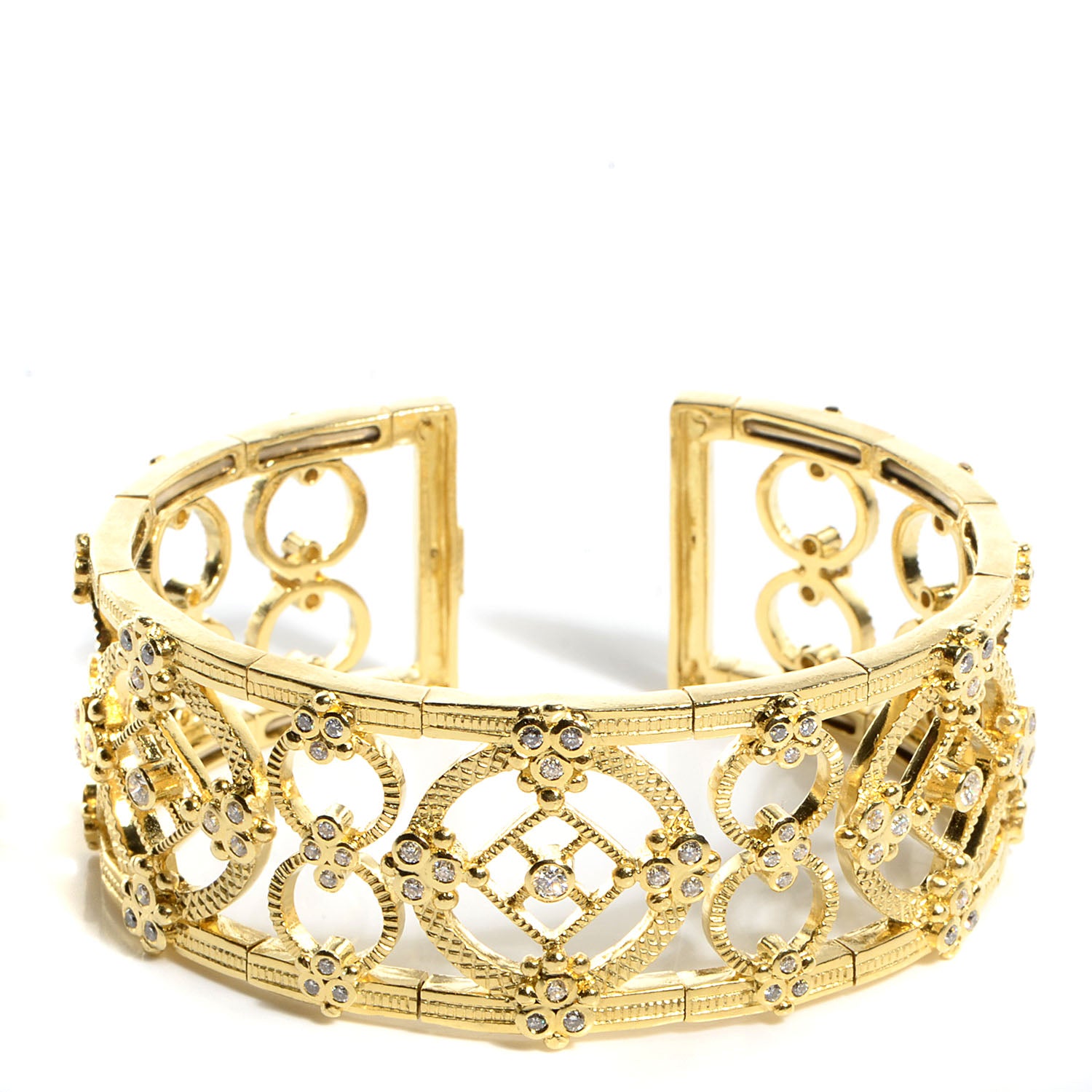 FASHIONPHILE 18K Yellow Gold Pave Diamond Garland Cuff 1 of 4