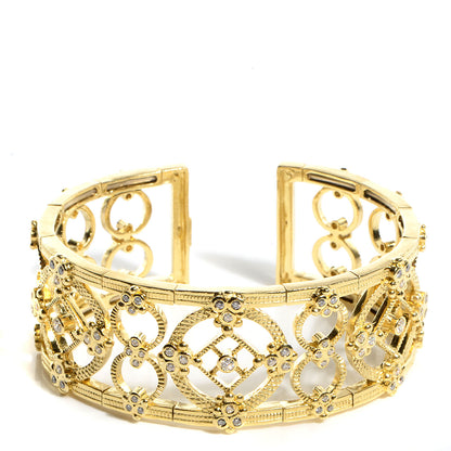 FASHIONPHILE 18K Yellow Gold Pave Diamond Garland Cuff 1 of 4