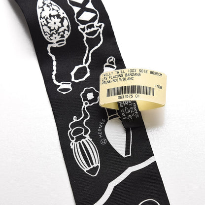 Hermes Silk Les Flacons Bandana Twilly Prune Noir Blanc 5 of 5