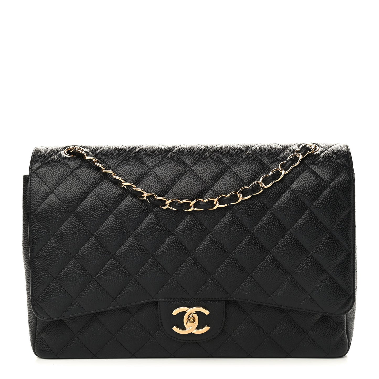 Caviar Quilted Maxi Double Flap Black