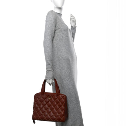 Chanel Calfskin Wild Stitch Vertical Top Handle Bag Brown 2 of 10