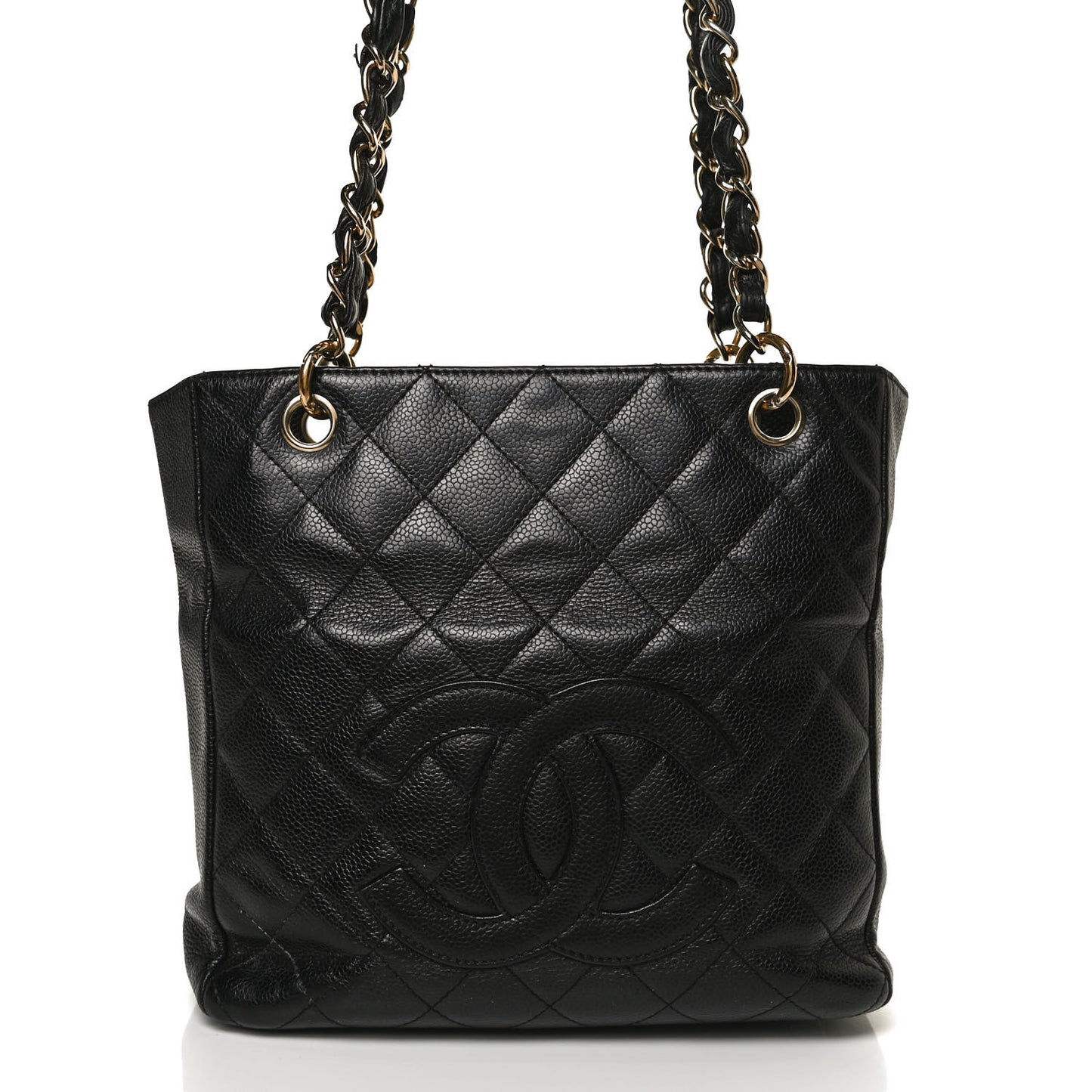 Caviar Quilted Petit Shopping Tote PST Black