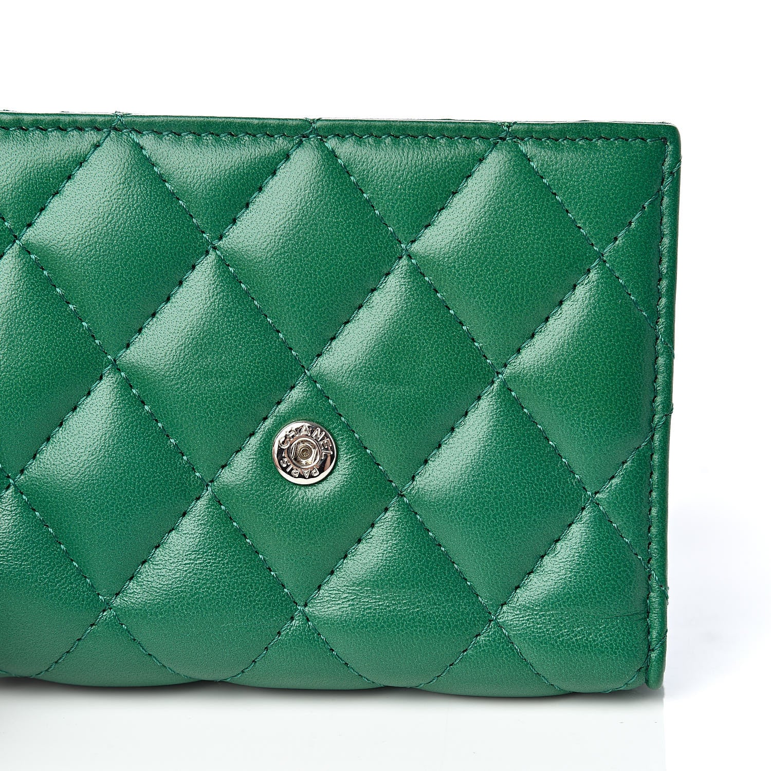 Chanel Lambskin Quilted Small Compact Wallet Green 9 of 10