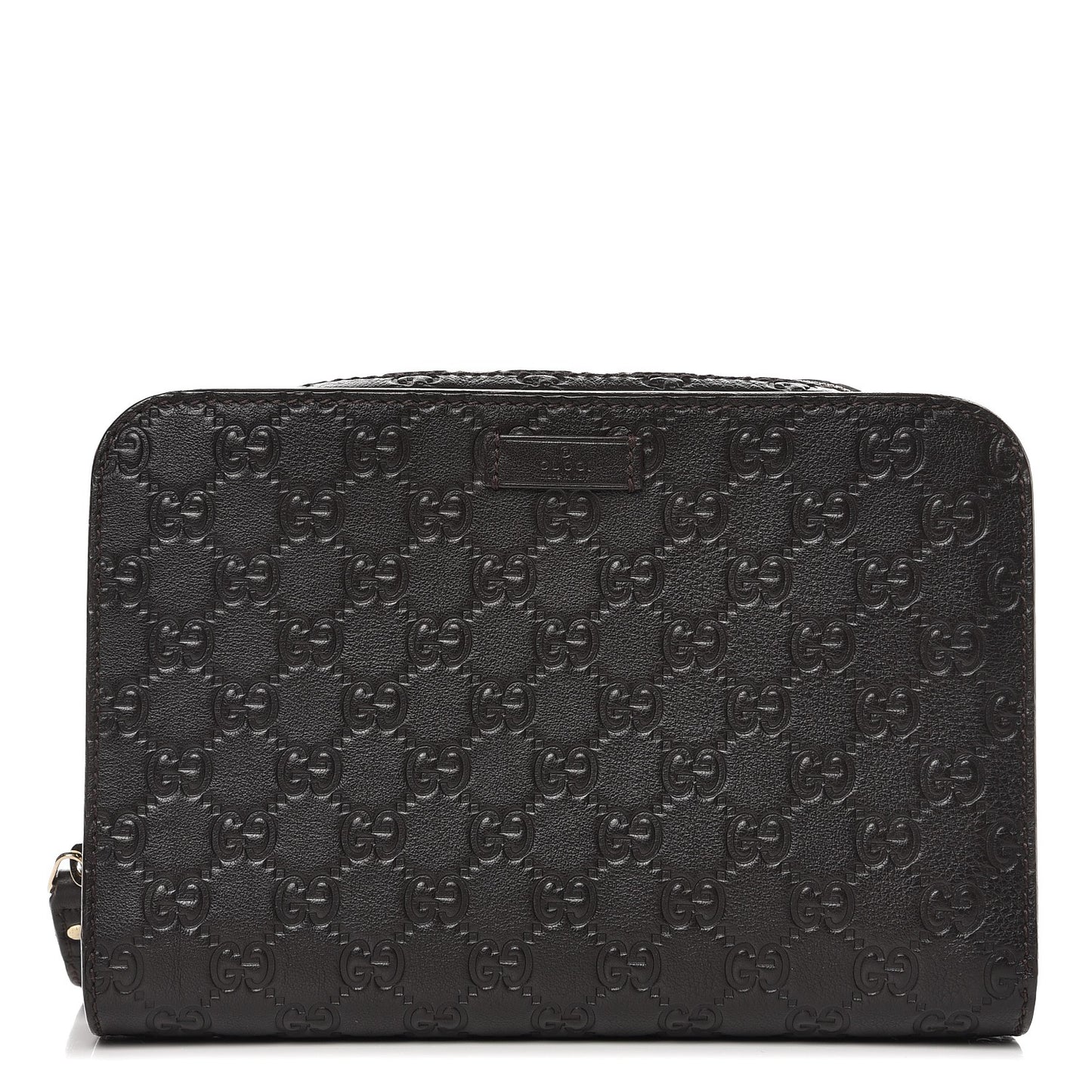 Guccissima Zip Clutch Dark Brown