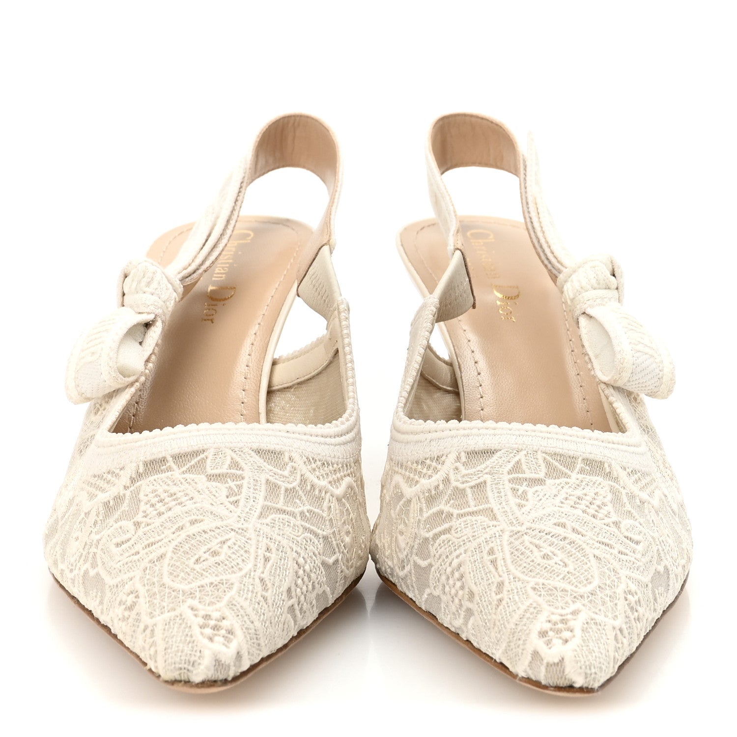 Christian Dior Lace Embroidered J'adior Slingback 65mm Pumps 39.5 White 3 of 10