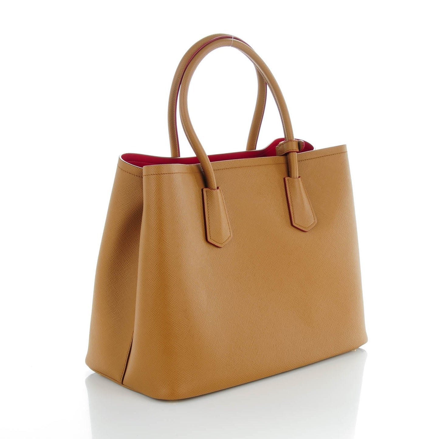 Saffiano Cuir Large Double Bag Caramel