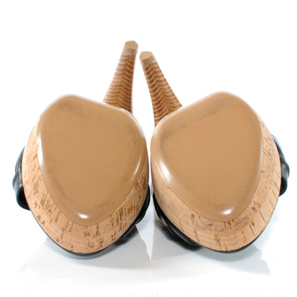 Louis Vuitton Porto Cervo Leather Slingback Heels Black 38 4 of 7