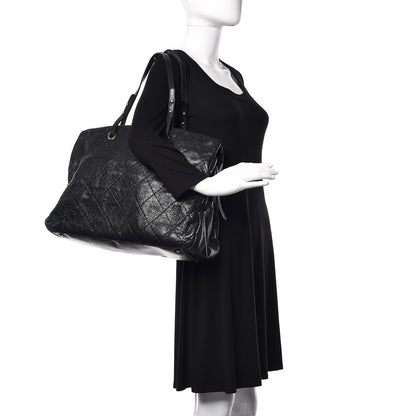 Chanel Glazed Calfskin XL On The Road Tote Black 2 of 9