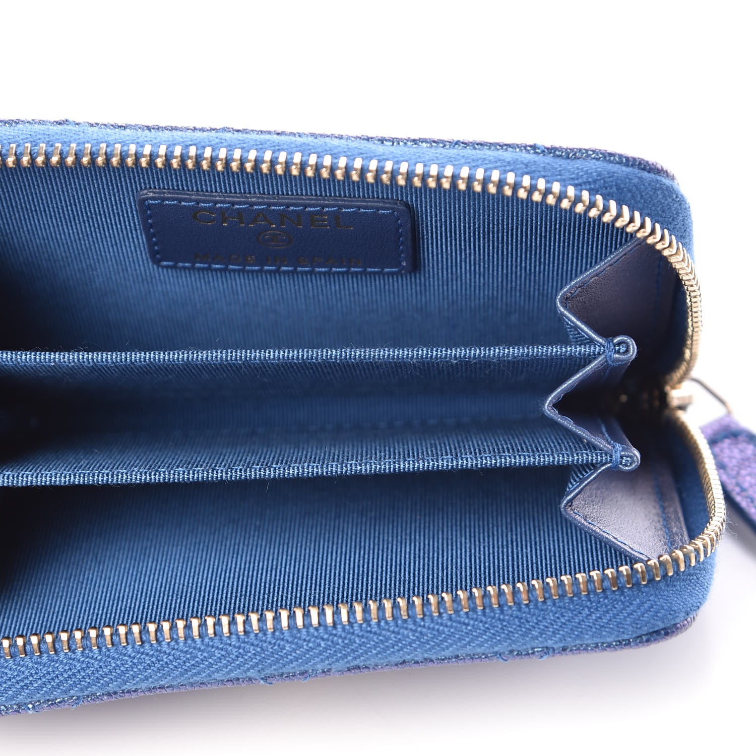 Chanel Metallic Caviar Quilted Zip Coin Purse Dark Blue 5 of 8