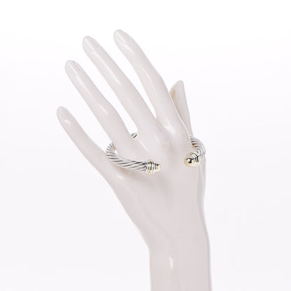 David Yurman Sterling Silver 14K Yellow Gold 7mm Cable Classics Bracelet 2 of 4