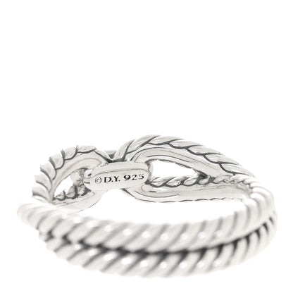 David Yurman Sterling Silver Diamond Cable Loop Band Ring 56 7.5 4 of 4