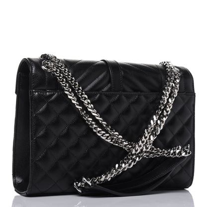 Saint Laurent Grain De Poudre Textured Mixed Matelasse Triquilt Medium Monogram Satchel Black 3 of 16
