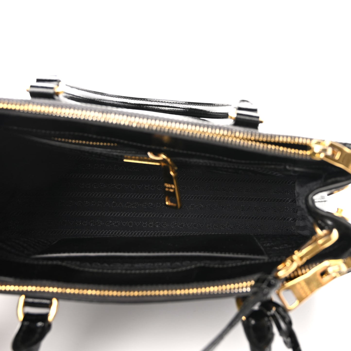 Saffiano Vernice Small Galleria Double Zip Tote Black