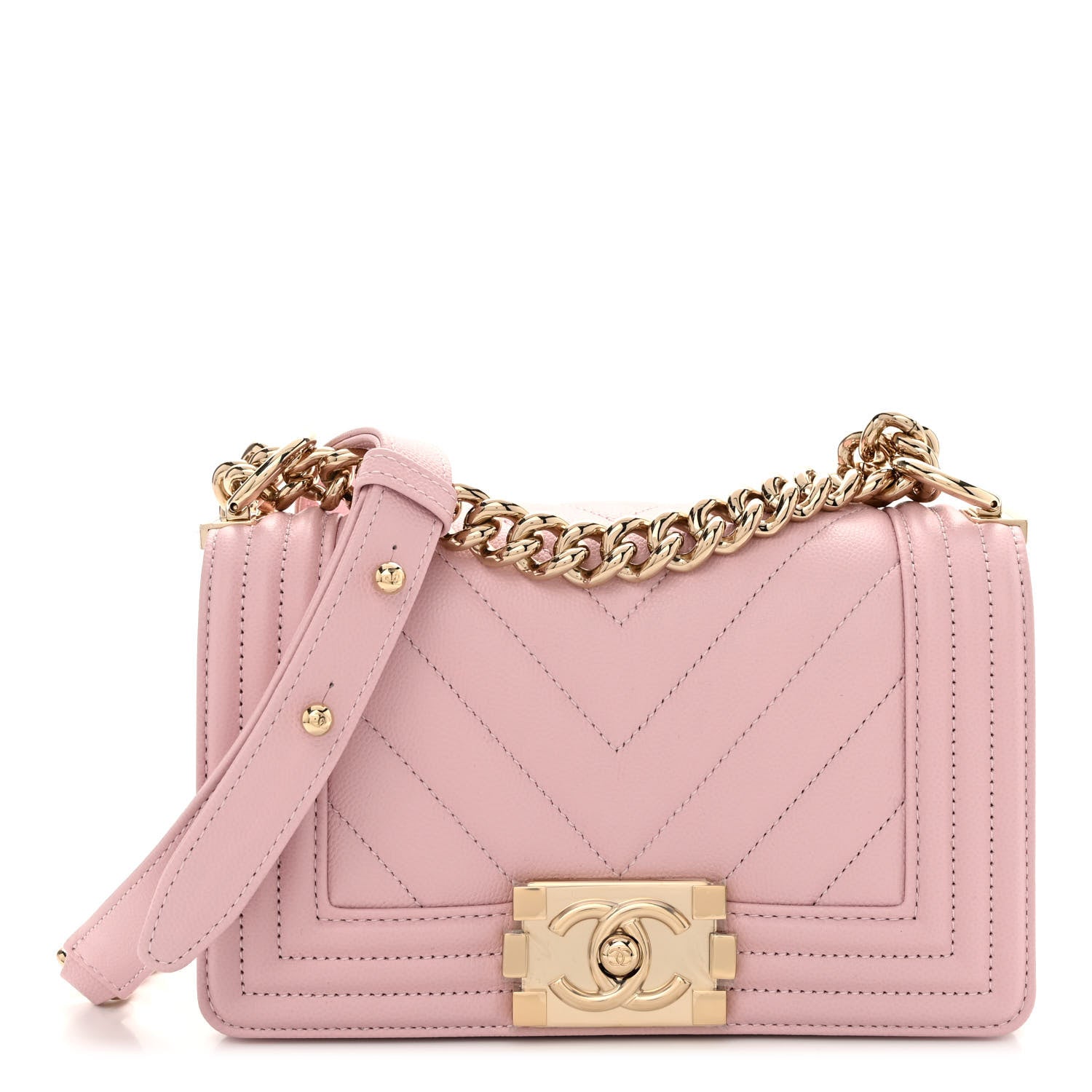 Chanel Caviar Chevron Quilted Small Boy Flap Light Pink 1 of 10