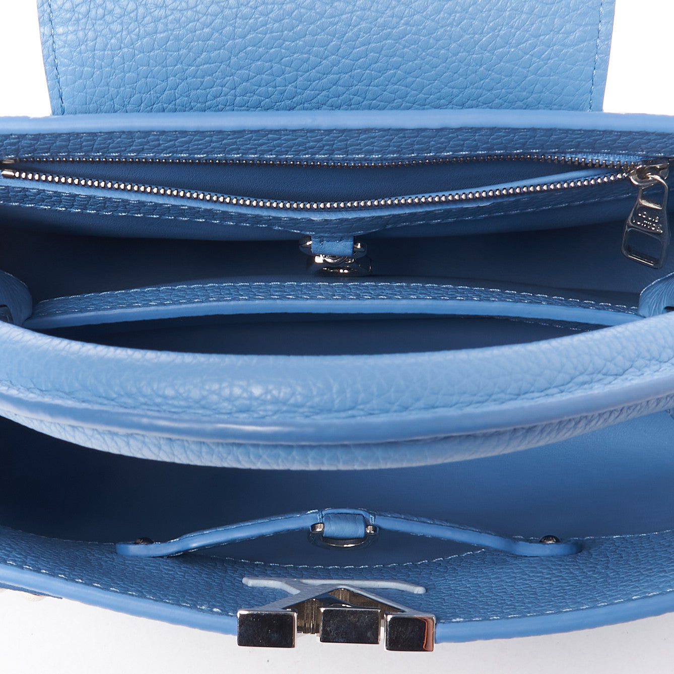 Louis Vuitton Taurillon Mechanical Flowers Smile Capucines BB Blue 4 of 8