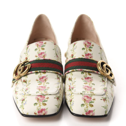 Gucci Calfskin Web Pearl Floral Embellished Peyton Loafer 38 White Multicolor 2 of 10