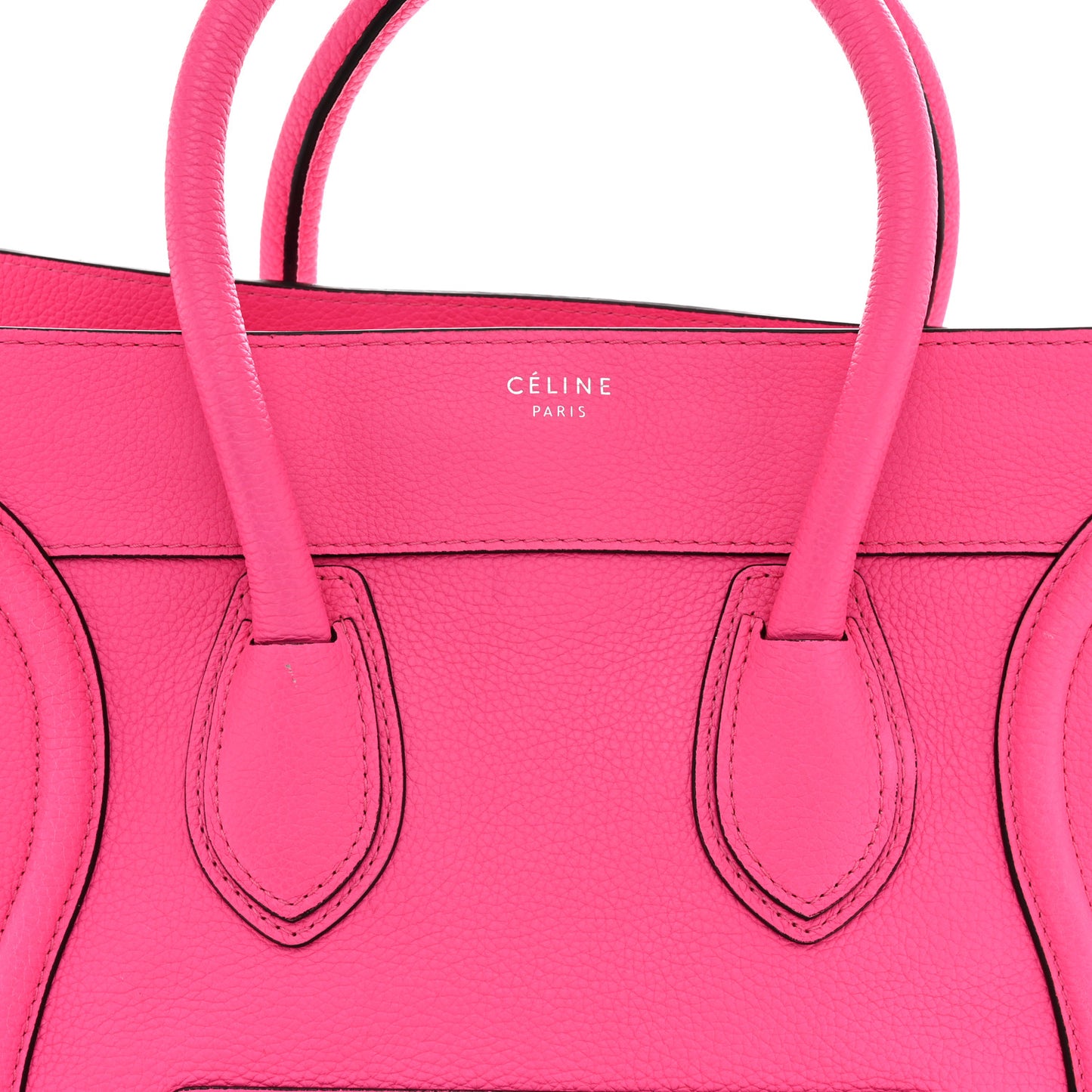 Drummed Calfskin Mini Luggage Fluo Pink