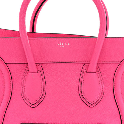 Celine Drummed Calfskin Mini Luggage Fluo Pink 7 of 12