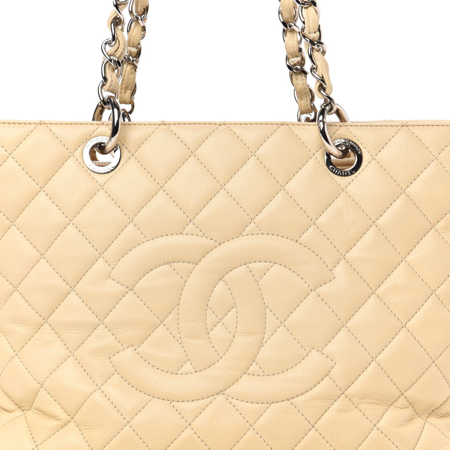 Caviar Quilted Grand Shopping Tote GST Beige Clair