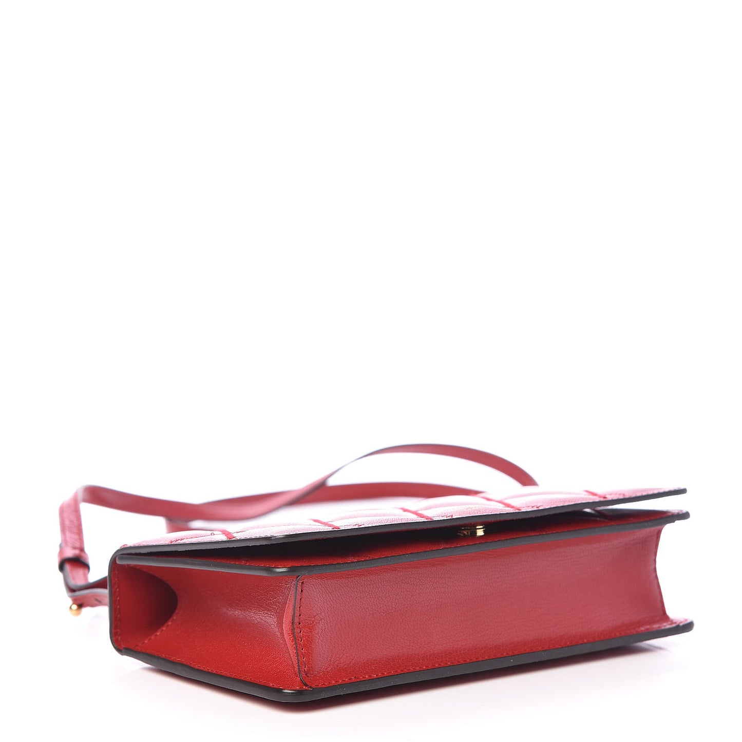 Goatskin Quilted GV3 Strap Wallet Vermillon