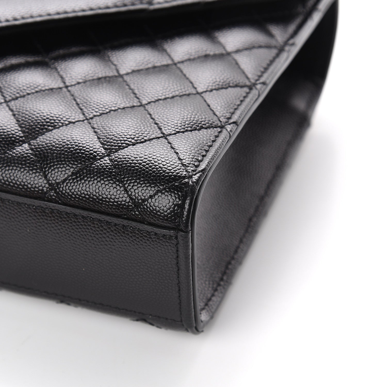 Saint Laurent Grain De Poudre Textured Mixed Matelasse Triquilt Medium Monogram Satchel Black 8 of 8