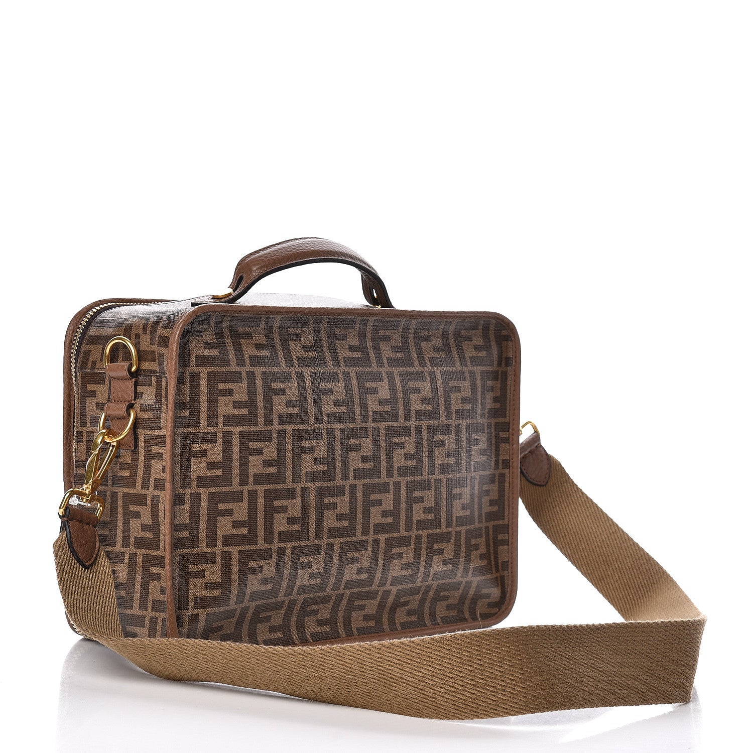 Fendi Glazed Fabric FF 1974 Karligraphy Small Travel Bag Mogano Panna 3 of 10