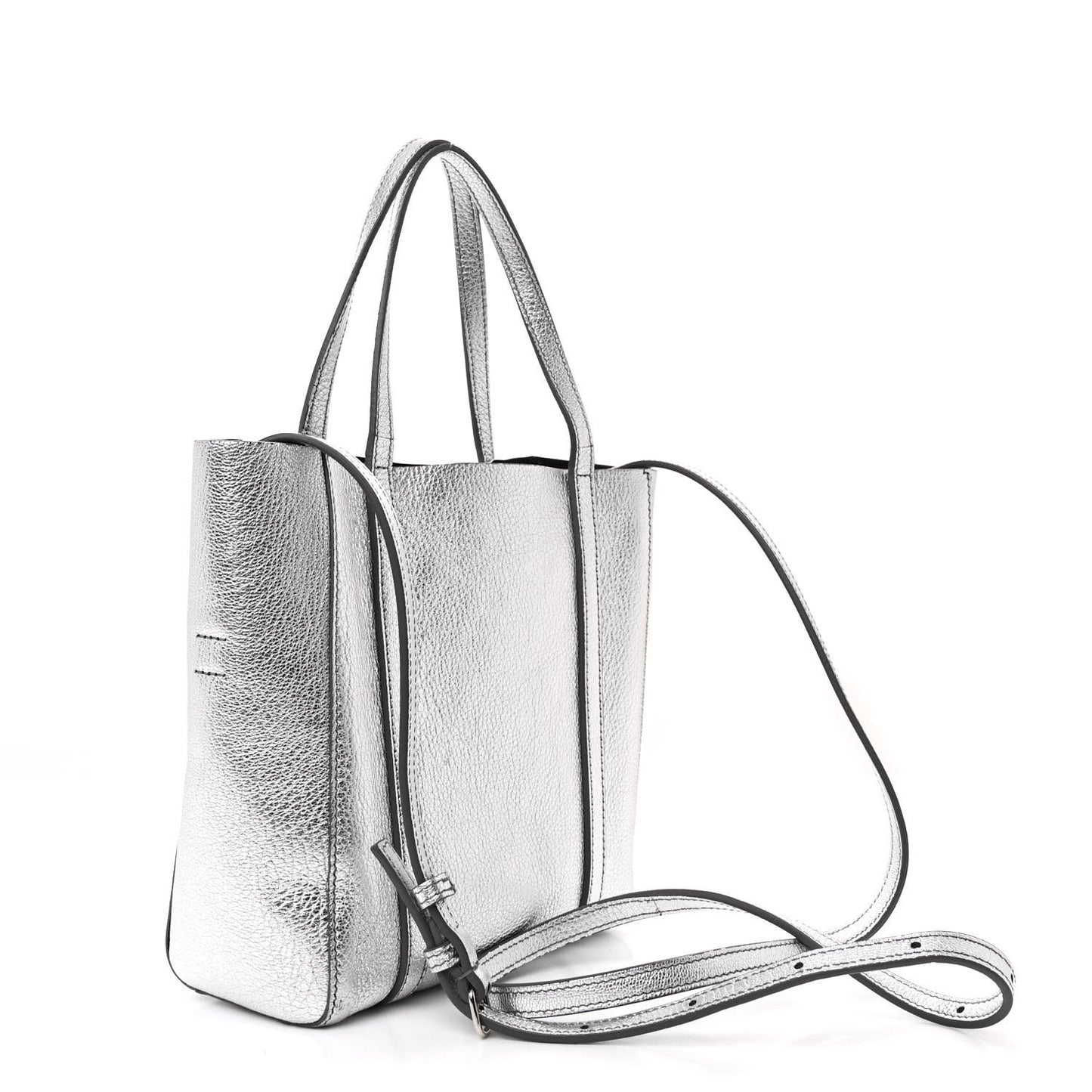 Metallic Goatskin Logo XXS Everyday Tote Argent Black