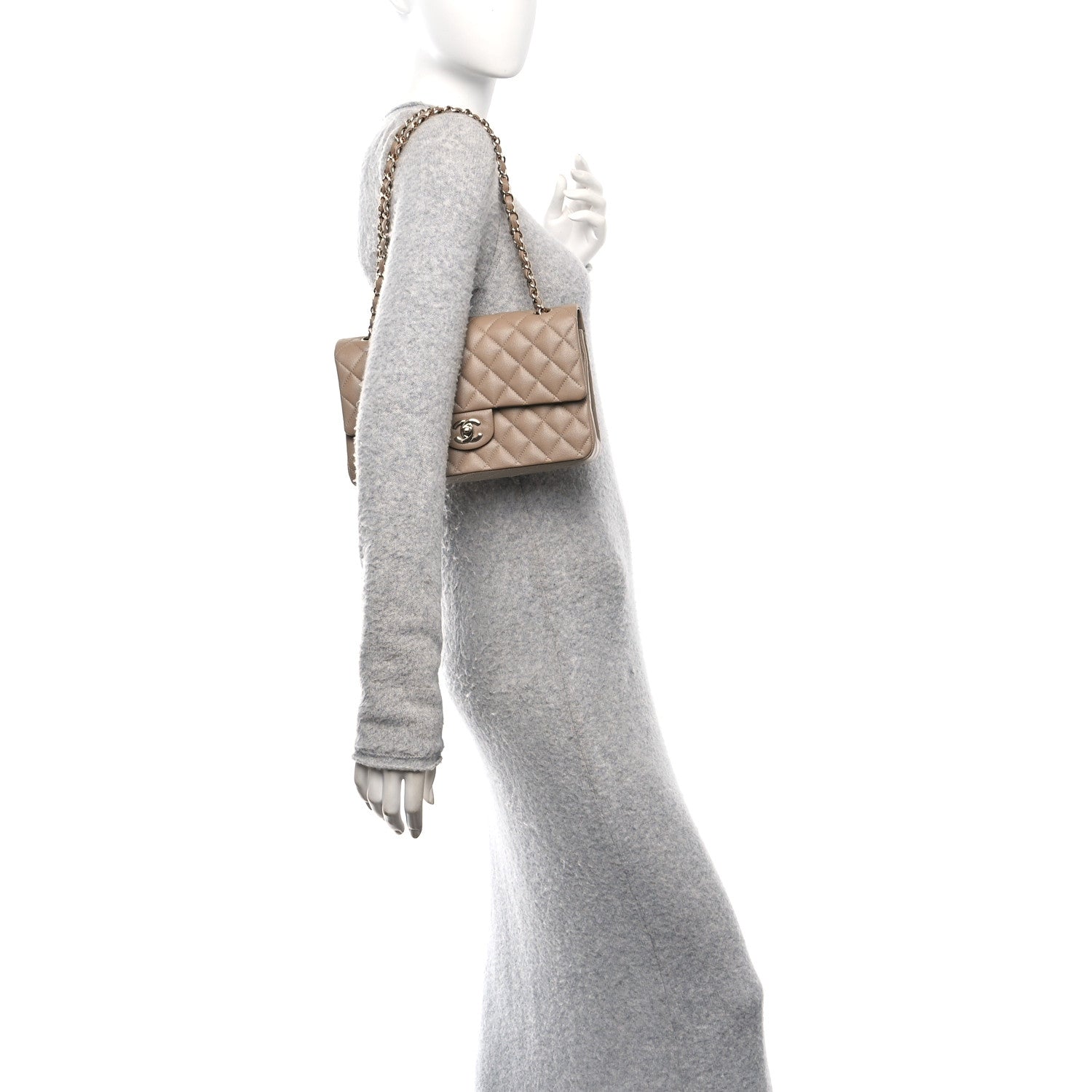 Chanel Caviar Quilted Medium Double Flap Dark Beige 3 of 13