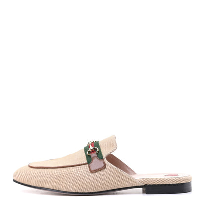 Gucci Canvas Vintage Charlotte Web Princetown Slippers 41 Sand Cuir 1 of 11