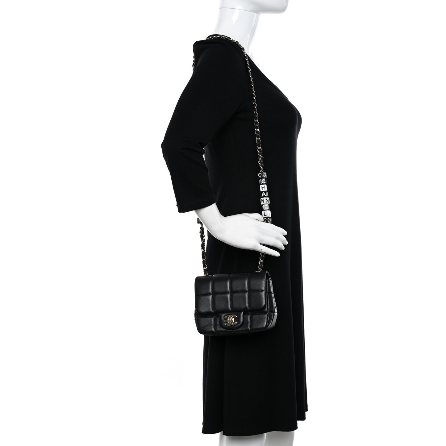 Lambskin Resin Crystal Square Quilted Mini Monacoco Flap Black