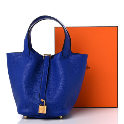 Hermes Taurillon Clemence Picotin Lock 18 PM Bleu Electrique 10 of 10