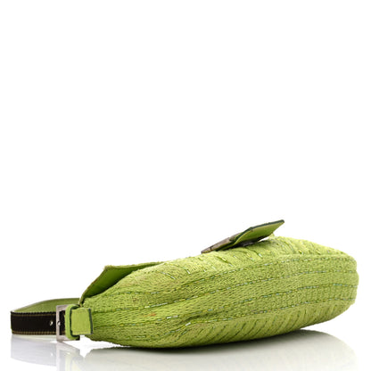 Fendi Knit Calf Hair Beaded Baguette Green 4 of 15