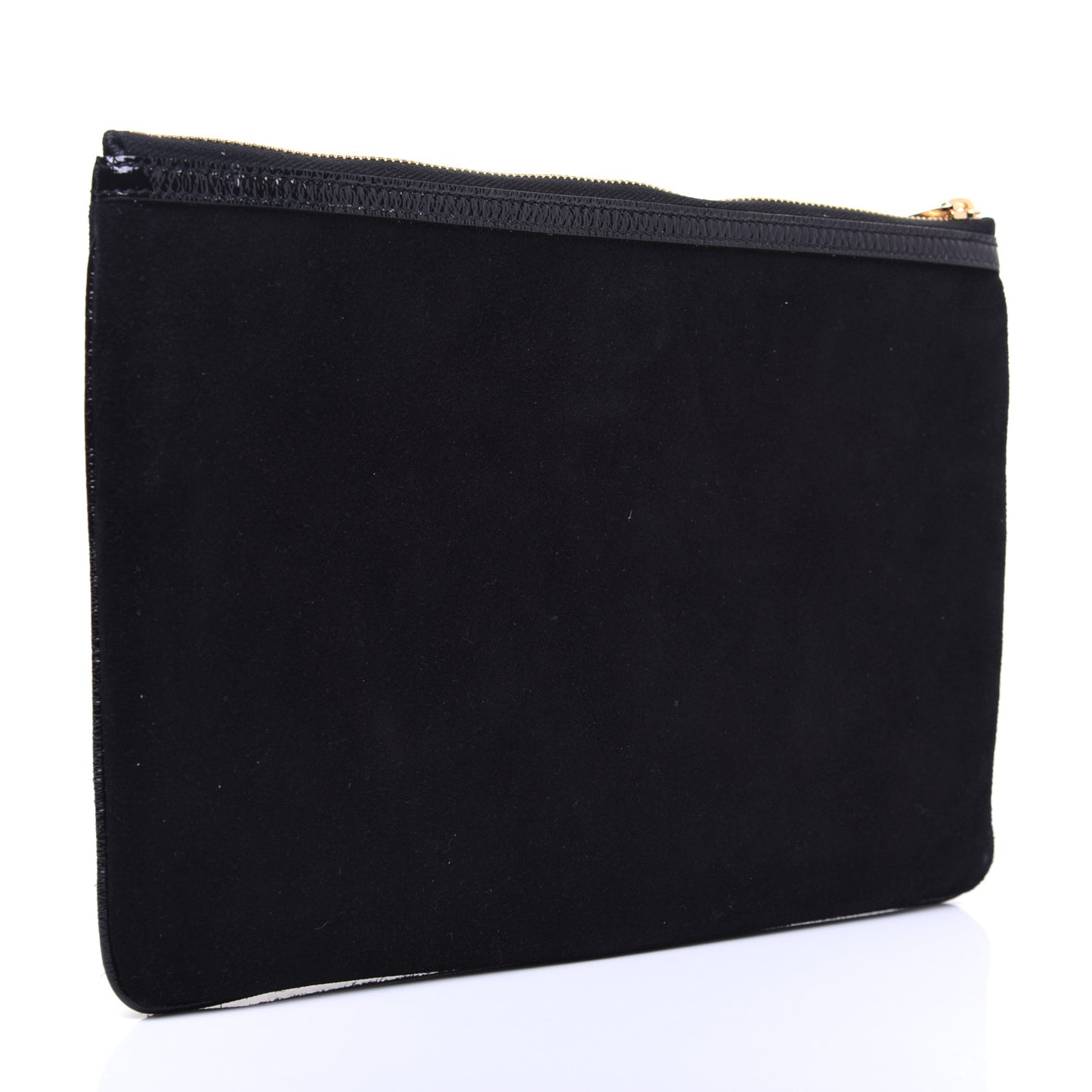 Suede Patent Large Ophidia Pouch Clutch Black