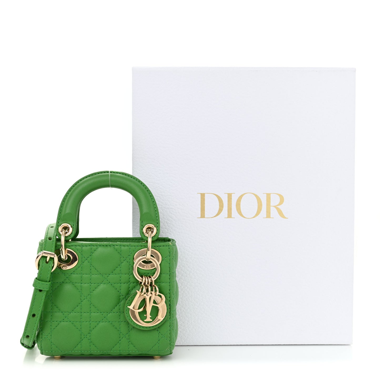 Lambskin Cannage Micro Lady Dior Green