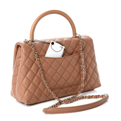 Chanel Caviar Quilted Lizard Embossed Small Coco Handle Flap Brown 3 of 11