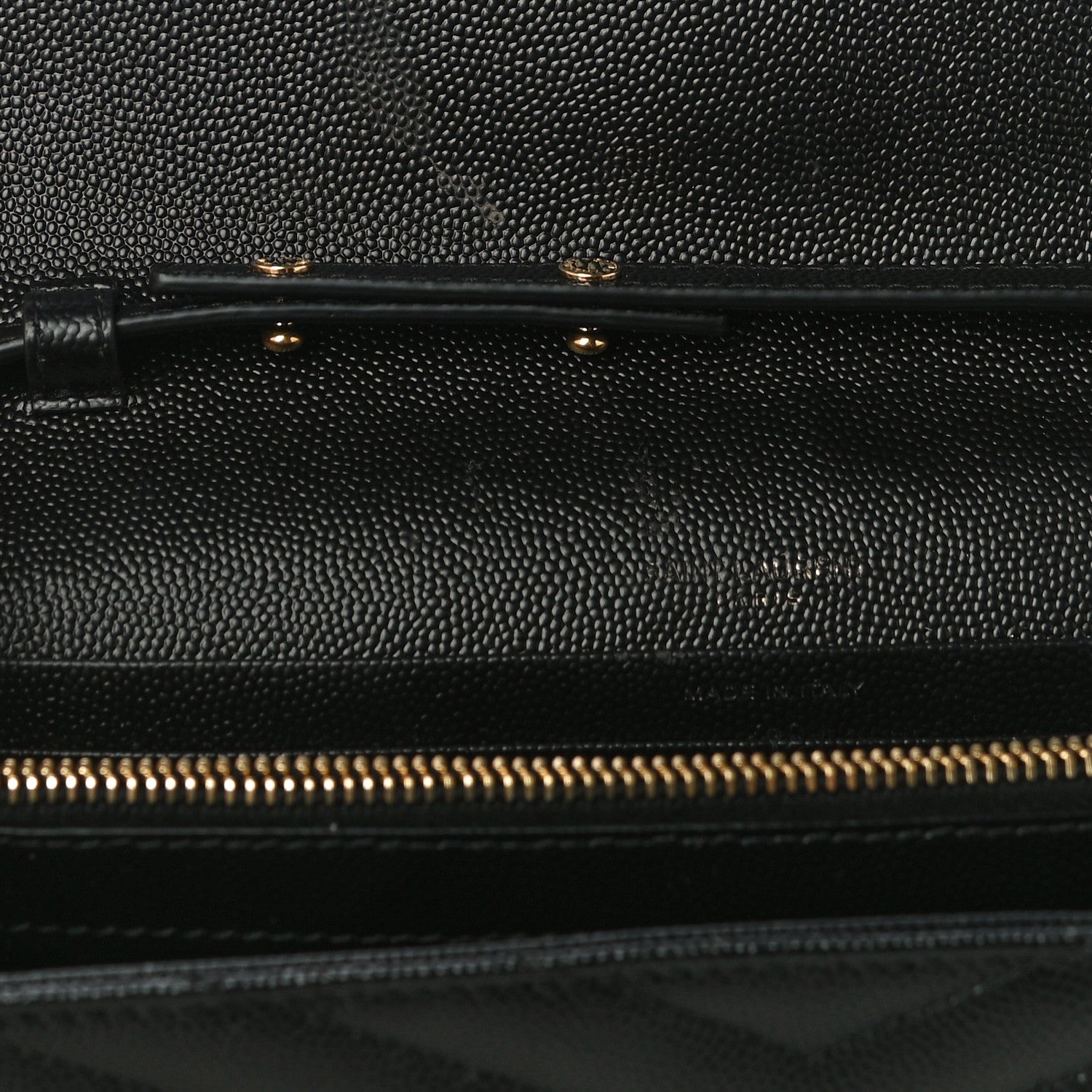 Saint Laurent Grain De Poudre Matelasse Chevron Monogram Chain Wallet Black 5 of 11