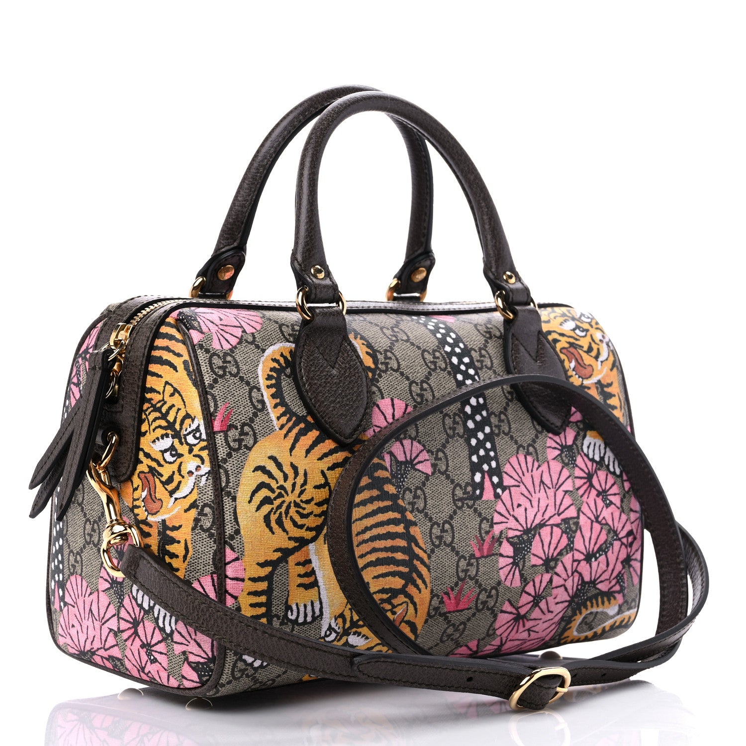 Gucci GG Supreme Monogram Bengal Small Boston Beige Pink 3 of 9