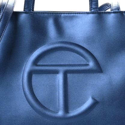 Telfar Metallic Vegan Leather Medium Shopping Bag Cobalt 7 of 9