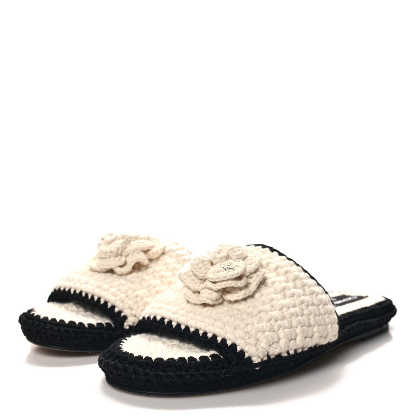 Crochet Mules 41 Ivory Black
