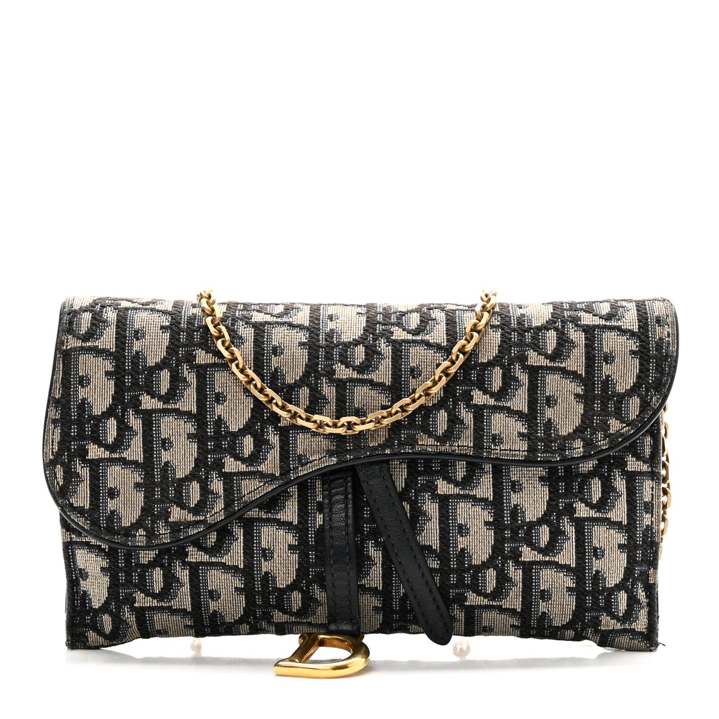 Oblique Saddle Chain Long Wallet Blue