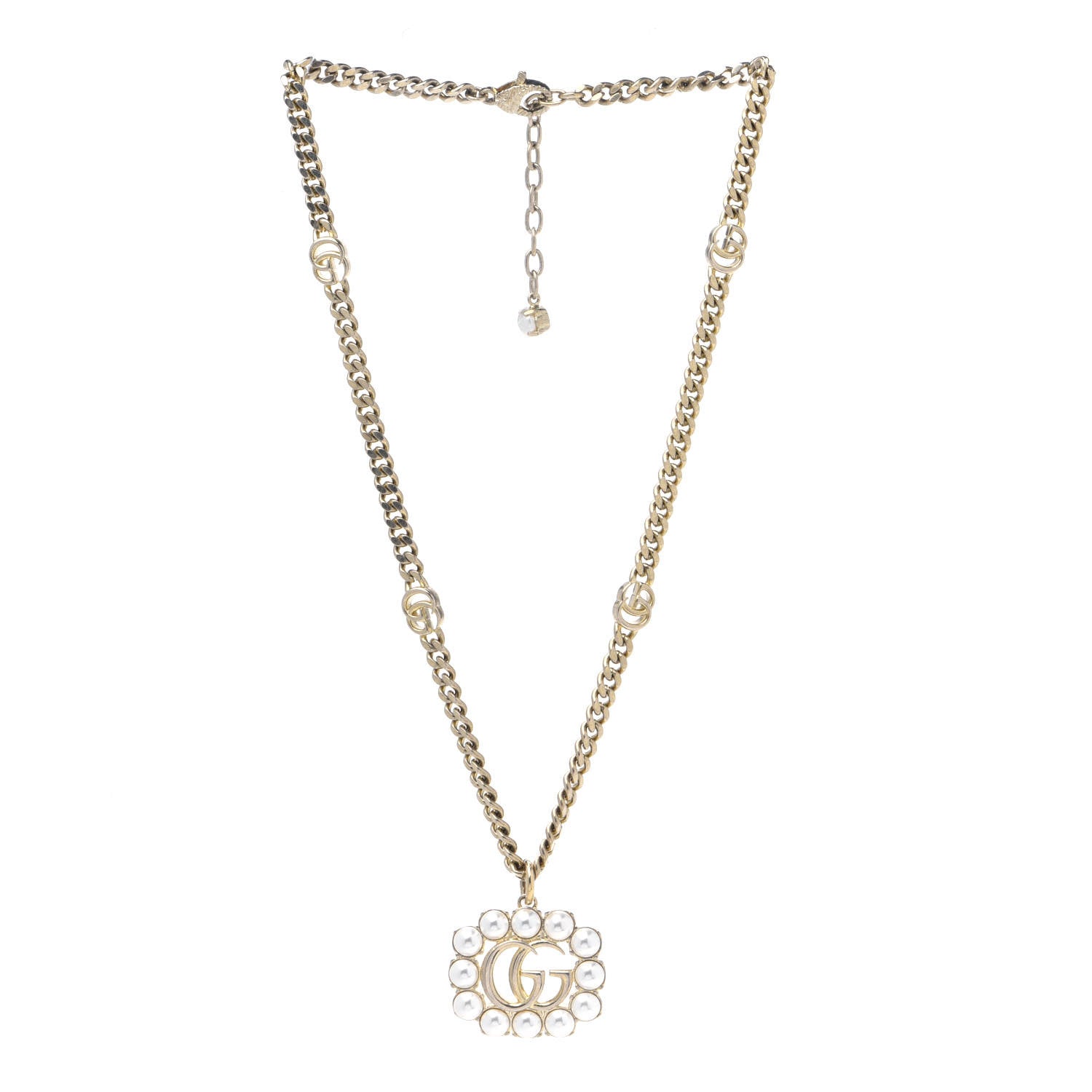 Gucci Pearl Marmont Necklace Aged Gold Cream 4 of 5