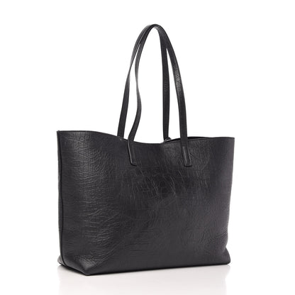 Saint Laurent Calfskin Crocodile Embossed Large Shopper Tote Black 4 of 12