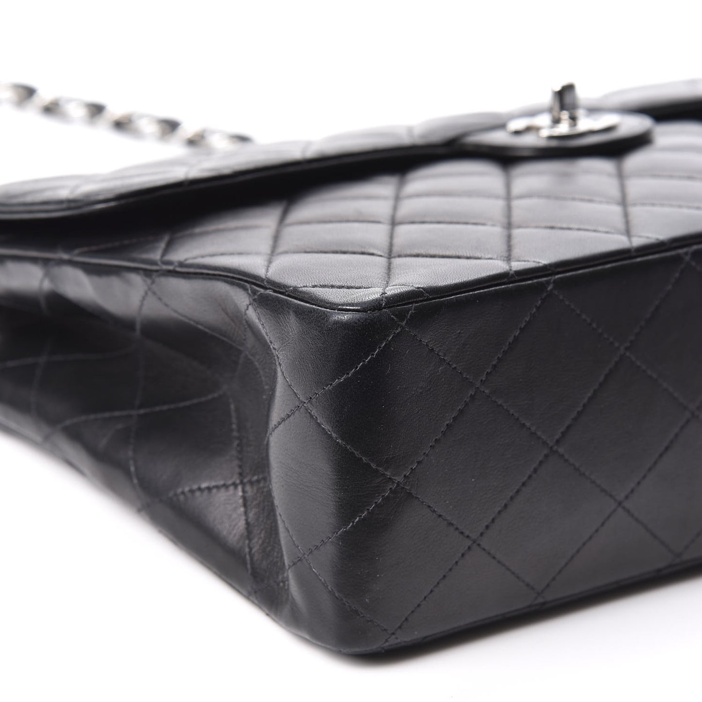 Lambskin Quilted Jumbo Single Flap Black