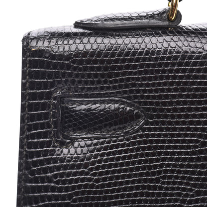 Hermes Lizard Kelly Sellier 32 Black 23 of 35