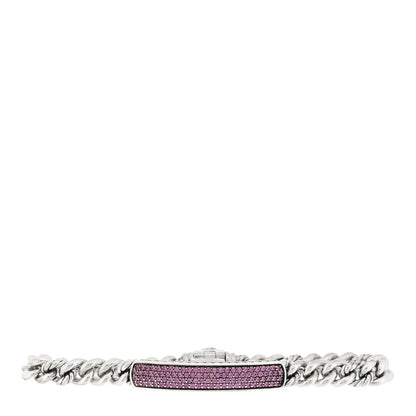 David Yurman Sterling Silver Pave Pink Sapphire 6mm Petite ID Bracelet 1 of 3