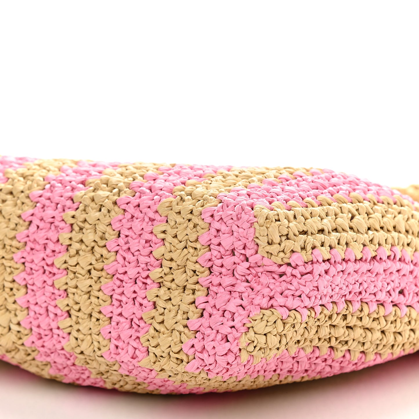 Yarn Raffia Effect Crochet Striped Small Logo Tote Naturale Petalo